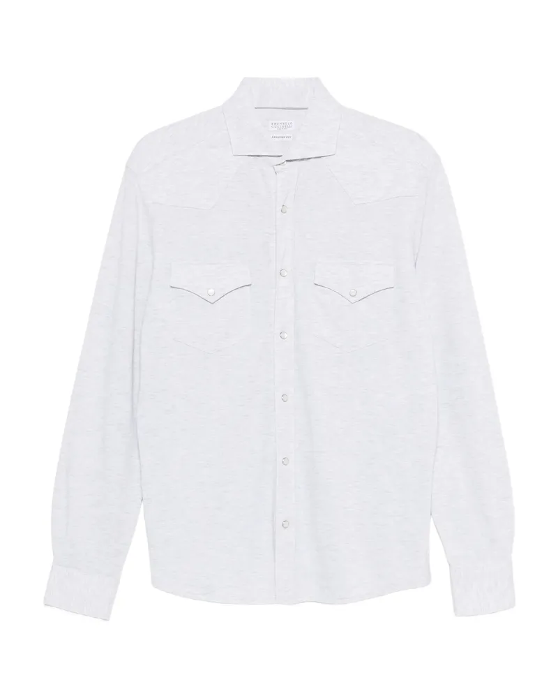 Brunello Cucinelli Double-pocket Cotton Shirt Grey