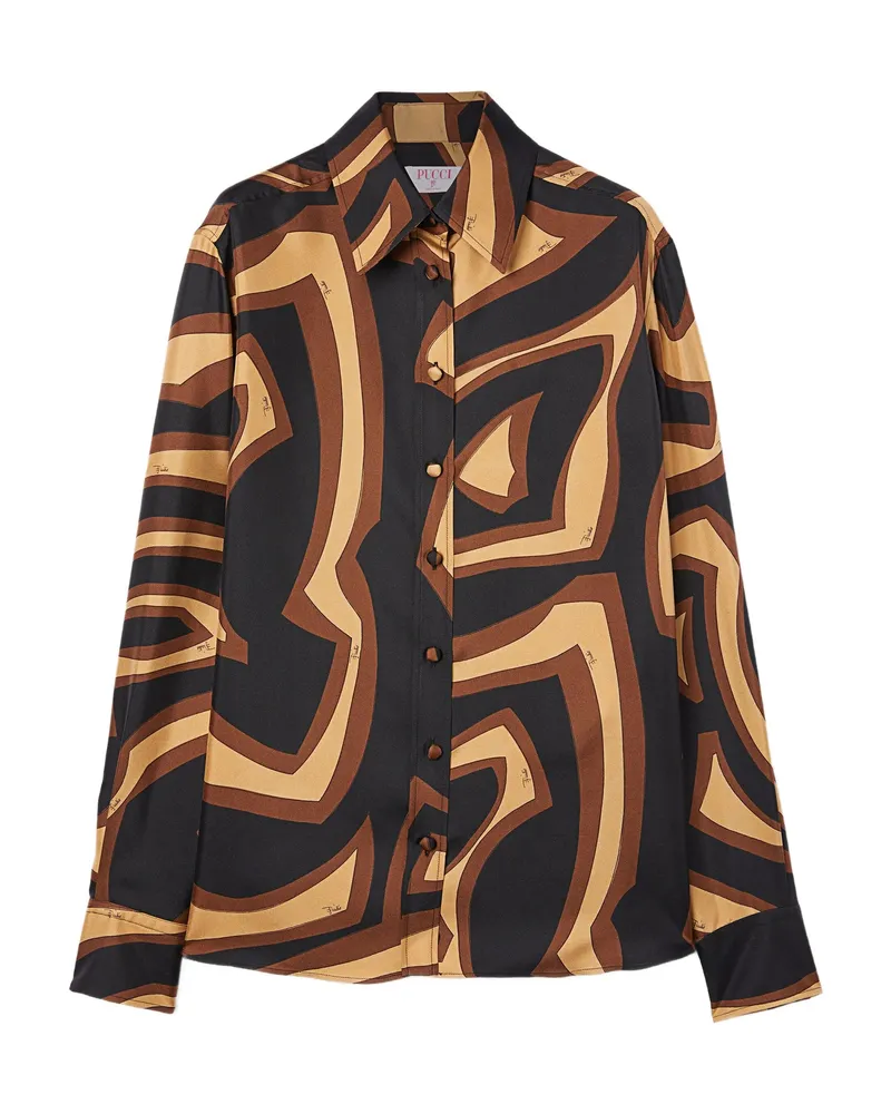 Emilio Pucci Labirinto-print Silk Shirt Black