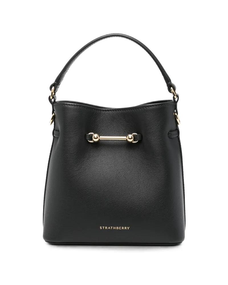 Strathberry Mini Corda Bucket Leather Tote Bag Black