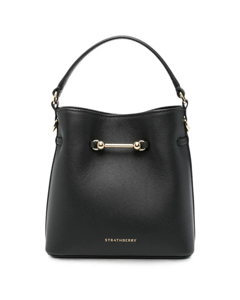 Strathberry Mini Corda Bucket Leather Tote Bag Black