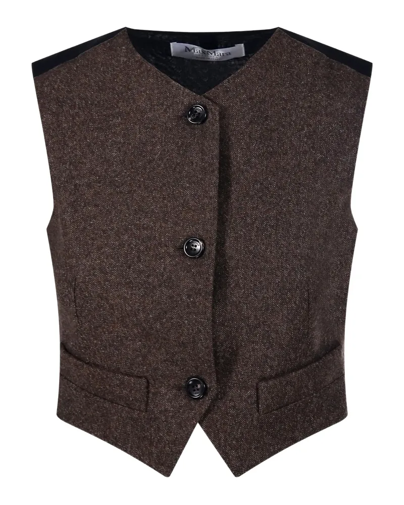 Max Mara Buttoned Panelled Jacket Brown