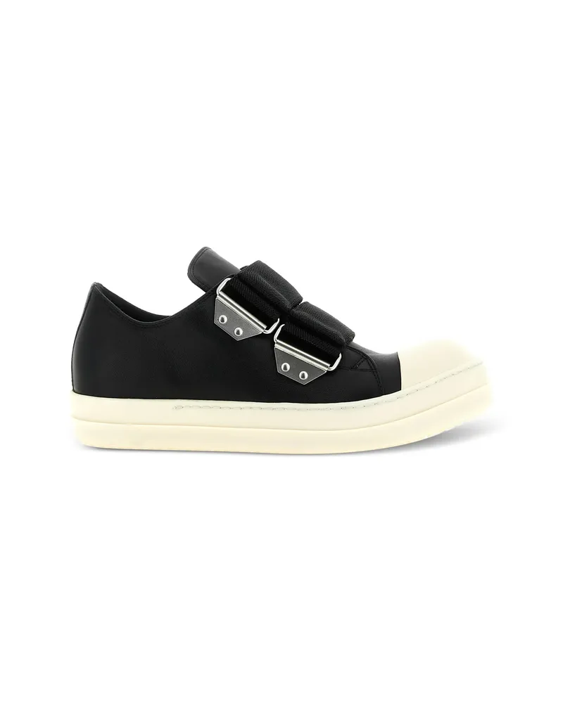 Rick Owens Strap Low Leather Sneakers Black