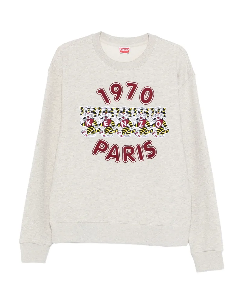 Kenzo Tiger-print Crewneck Sweatshirt Neutrals