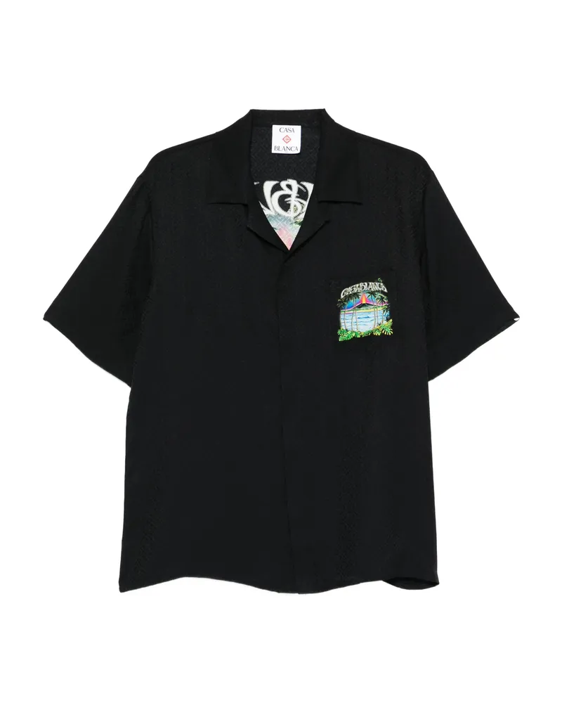 Casablanca Paris Volcano Short-sleeve Graphic Shirt Black