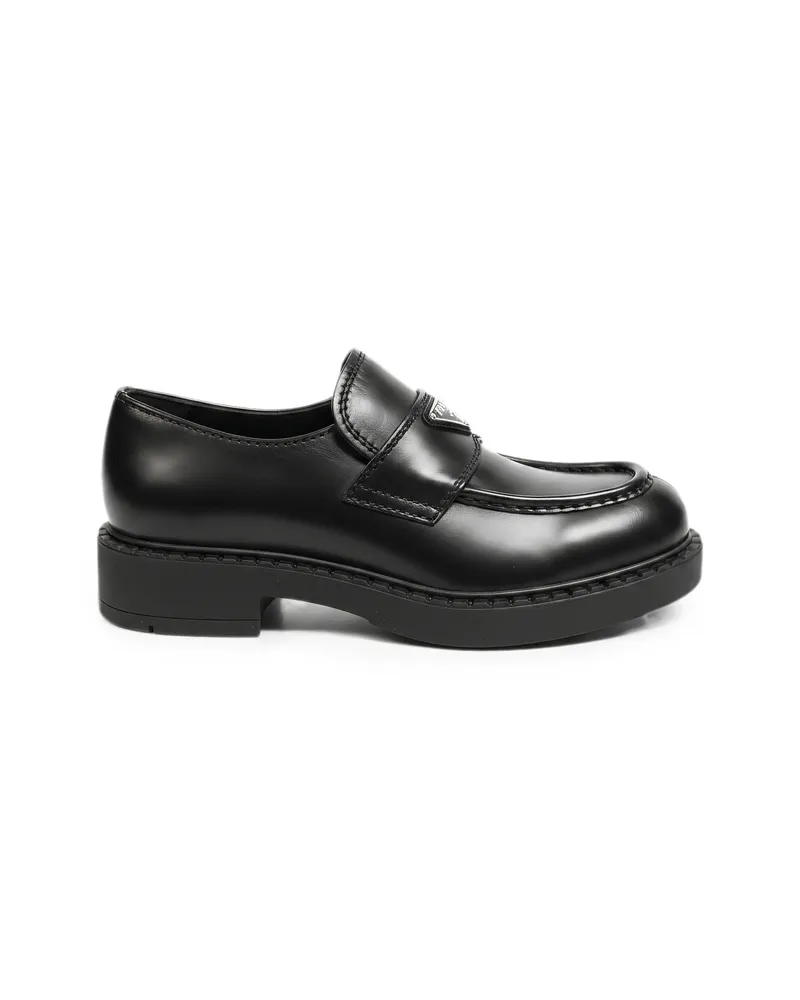 Prada Logo-plaque Leather Loafers Black