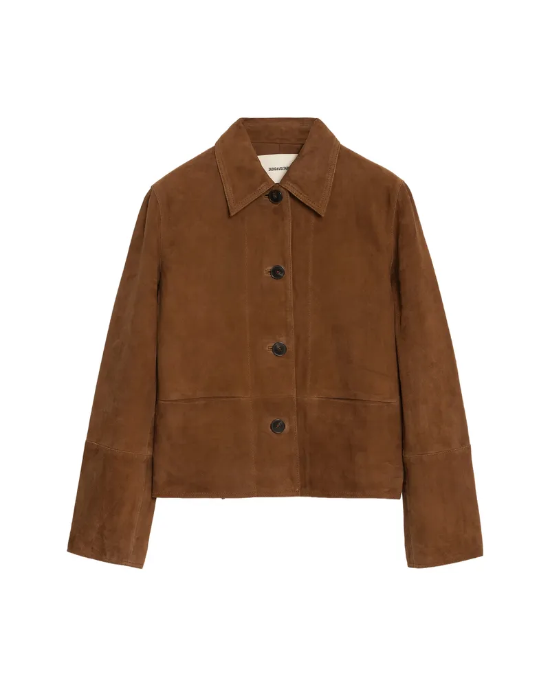Zadig & Voltaire Lessa Suede Leather Jacket Brown