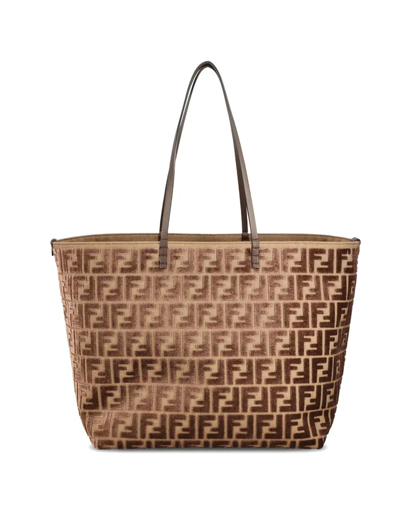 Fendi FF Logo Velvet Tote Bag Brown