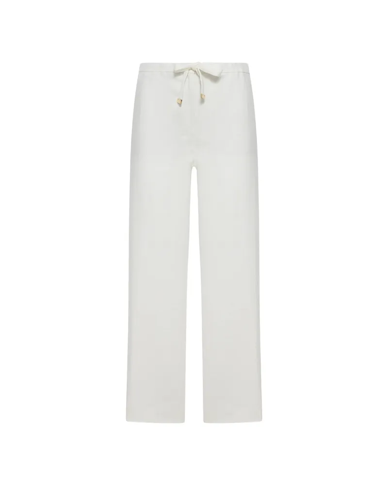 Max Mara Drawstring Palazzo Pants White