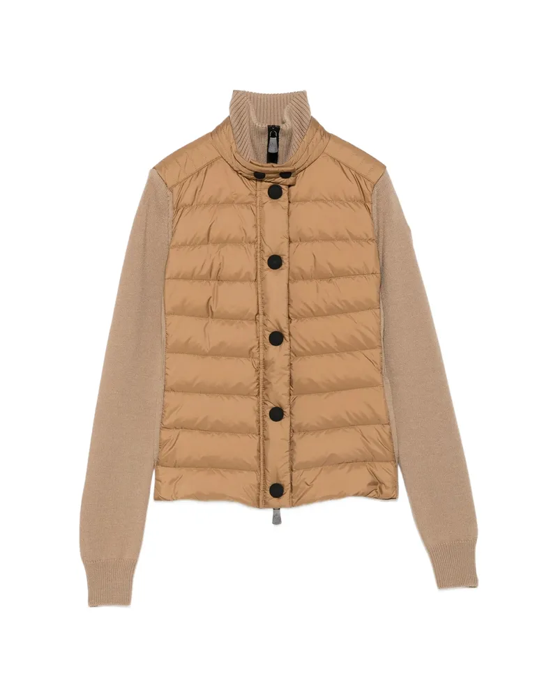 Moncler Quilted-panel High-neck Jacket Neutrals