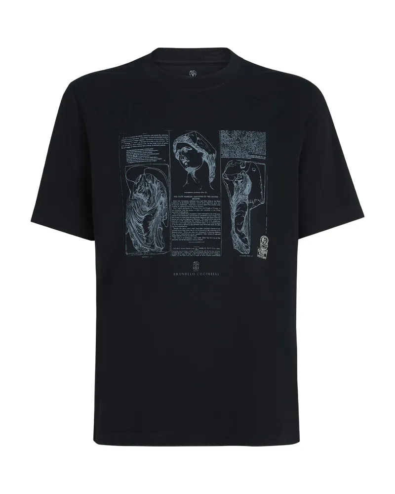 Brunello Cucinelli Printed Crew-neck T-shirt Black