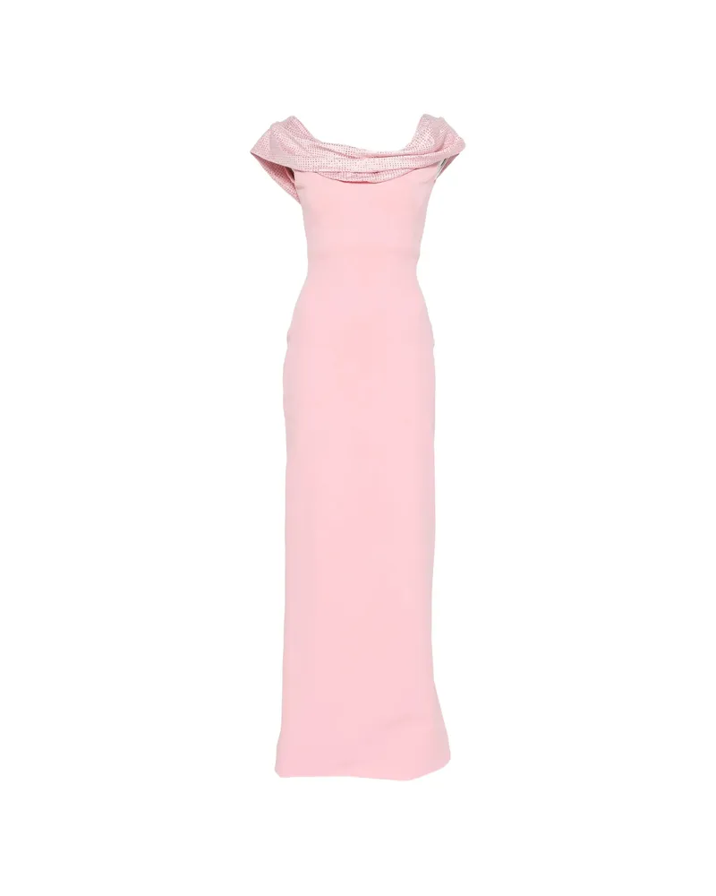 Solace London Cardinale Crystal-embellished Cowl-neck Maxi Dress Pink