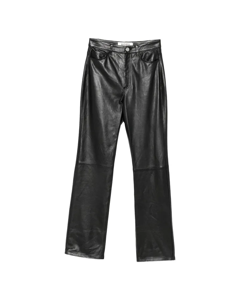 Róhe Leather Flared Trousers Black
