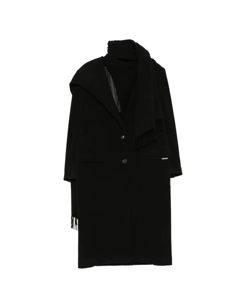 ATTICO Fringed-scarf Coat Black