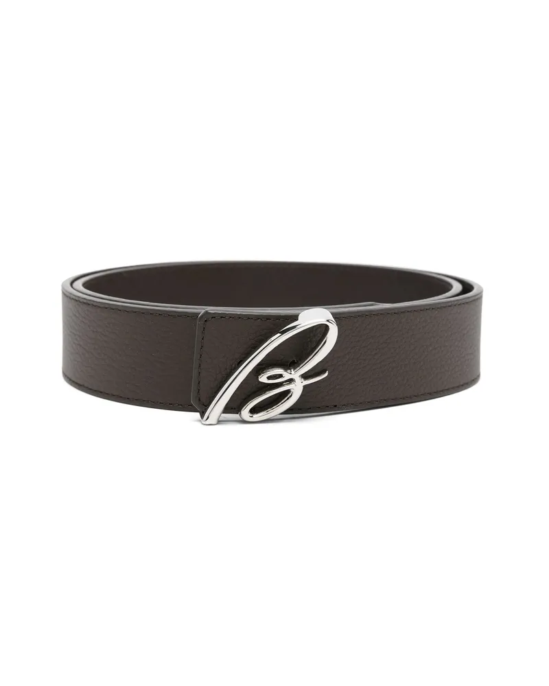 Brioni Logo-buckle Belt Brown