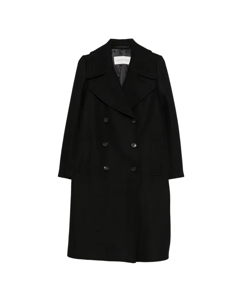 Dries van Noten Double-breasted Button-belted Coat Black