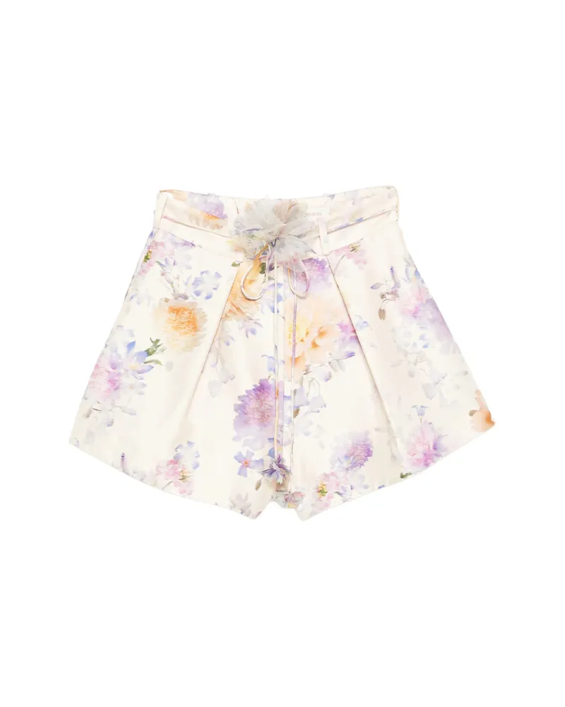 Zimmermann Luna Floral Shorts Neutrals
