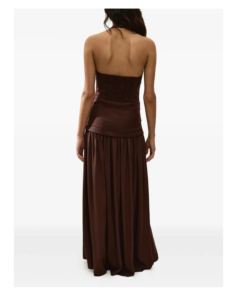 Faithfull The Brand Tali Ruched Maxi Dress Brown