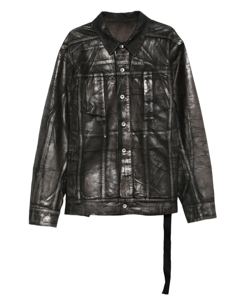 DRKSHDW by Rick Owens Jumbo Metallic-effect Denim Jacket Black