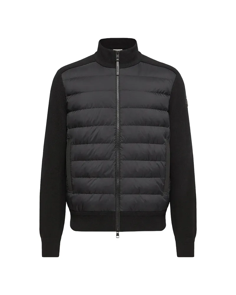 Moncler Quilted Leather-trim Cardigan Black