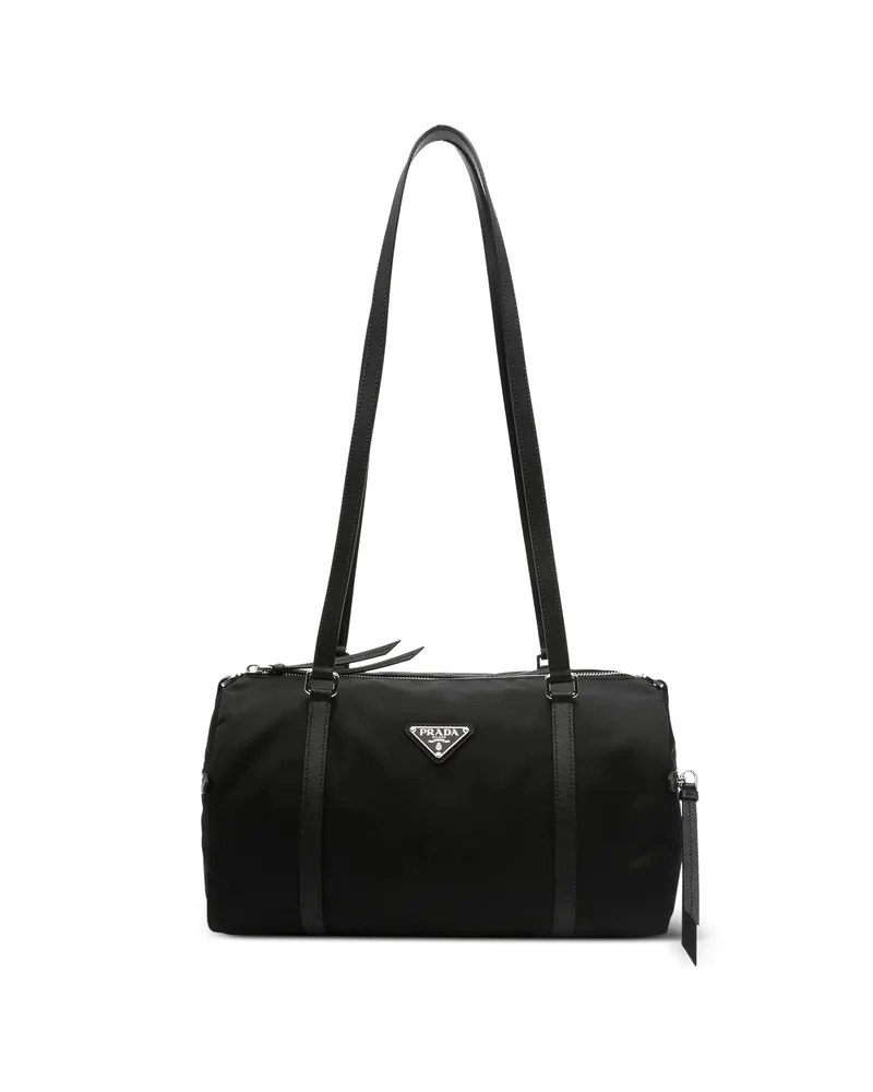 Prada Triangle-logo Zip Shoulder Bag Black