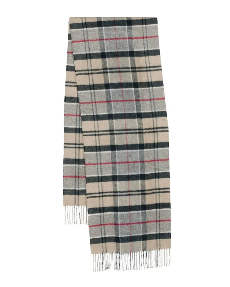 Barbour Tartan Check-pattern Scarf Grey