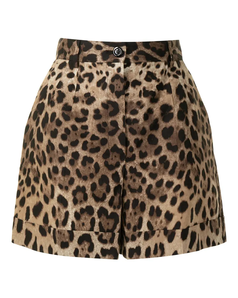 Dolce & Gabbana Leopard-print Tailored Shorts Brown