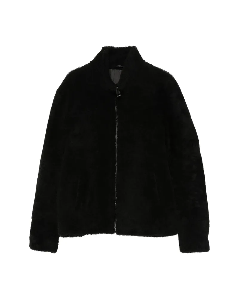 ERALDO High-neck Shearling Jacket Black