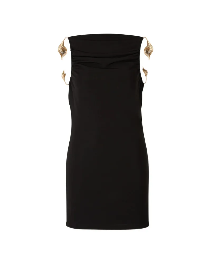 Cult Gaia Flower-embellished Mini Dress Black