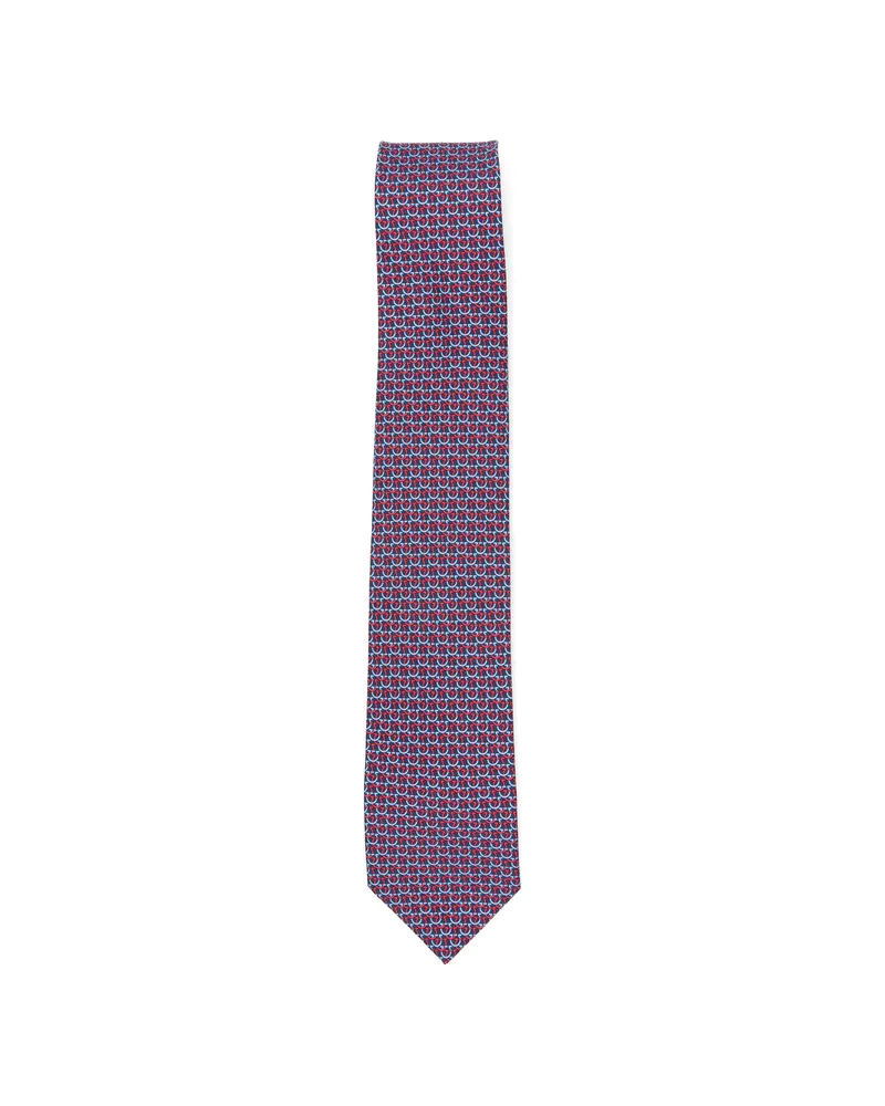 Ferragamo Gancini-pattern Tie Blue