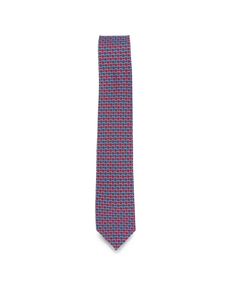 Ferragamo Gancini-pattern Tie Blue