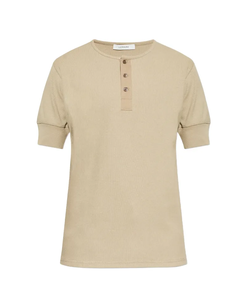 Christophe Lemaire Half-button Short-sleeve T-shirt Neutrals