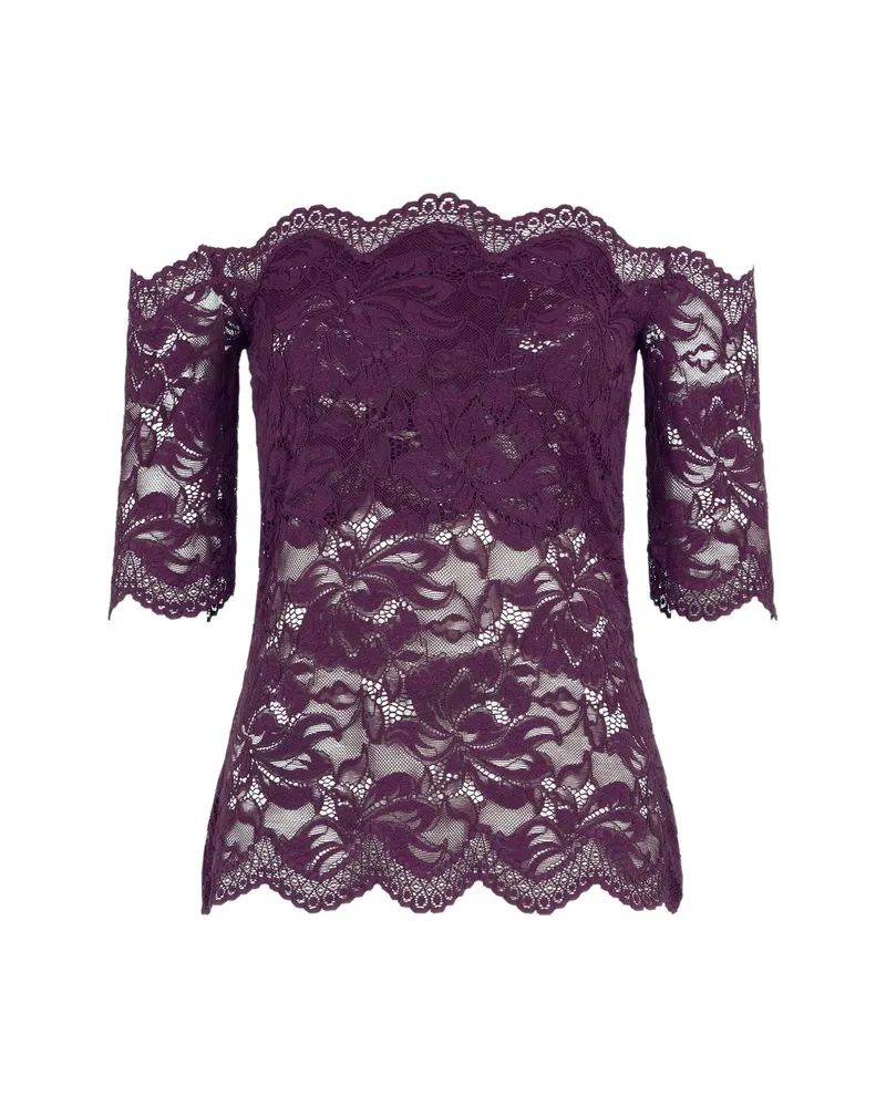 Paco Rabanne Short-sleeve Top In Magenta Layered Lace Purple