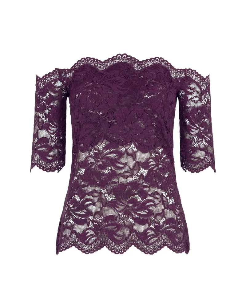 Paco Rabanne Layered-lace Off-shoulder Top Purple
