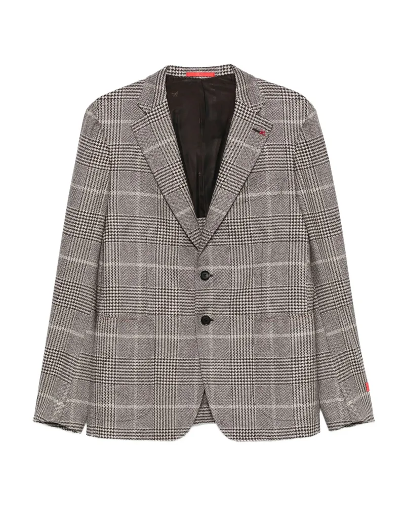 Isaia Checked Two-button Blazer Grey