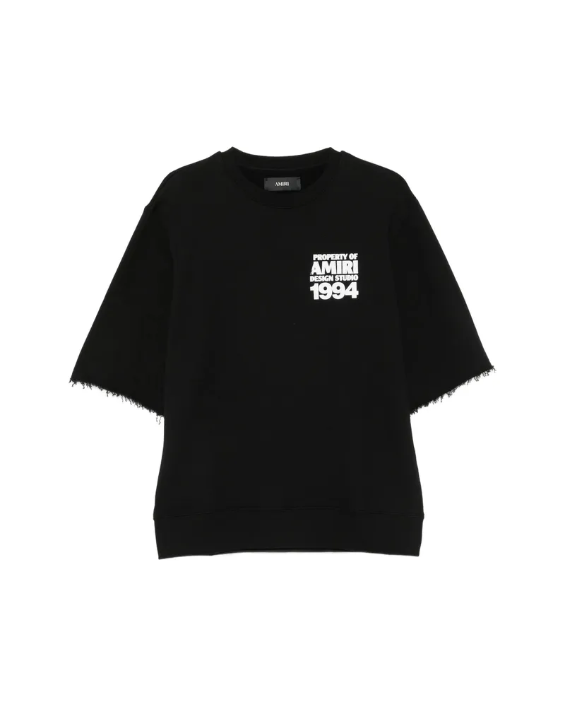 Amiri Logo-print Raw-edge T-shirt Black