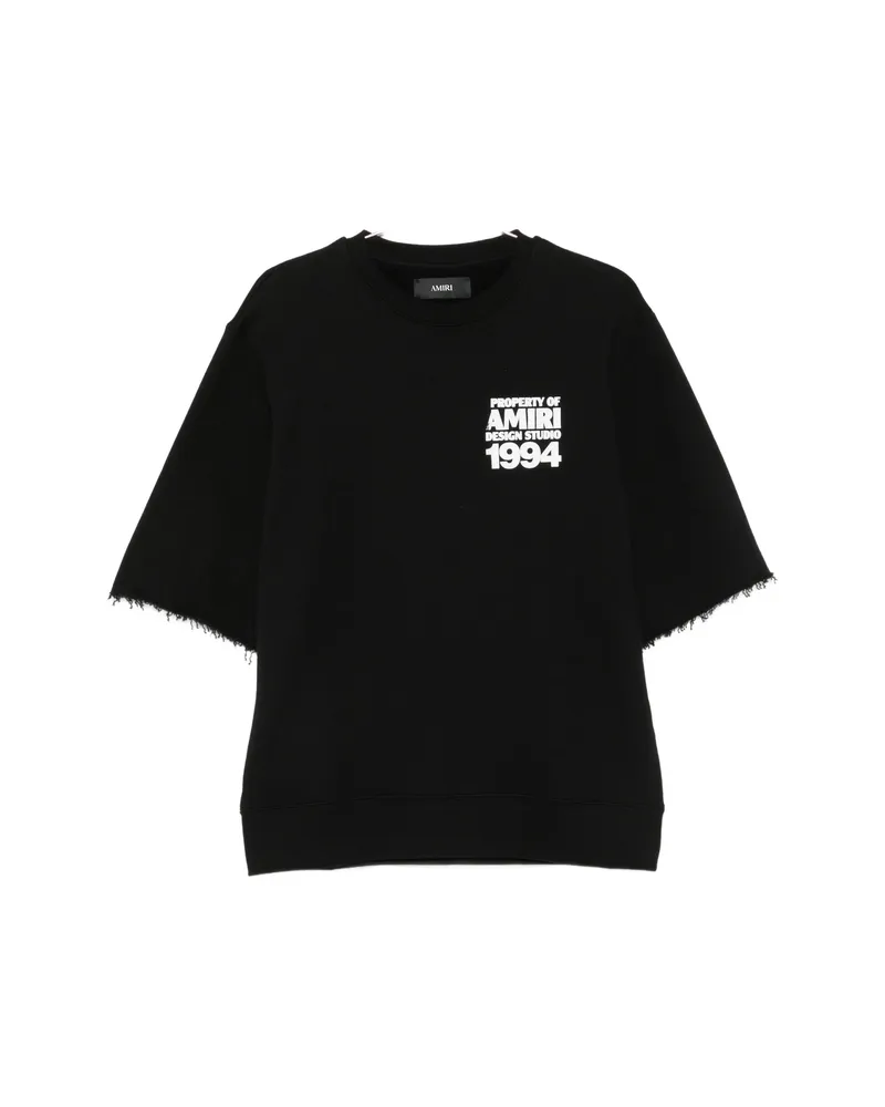 Amiri Logo-print Raw-edge T-shirt Black