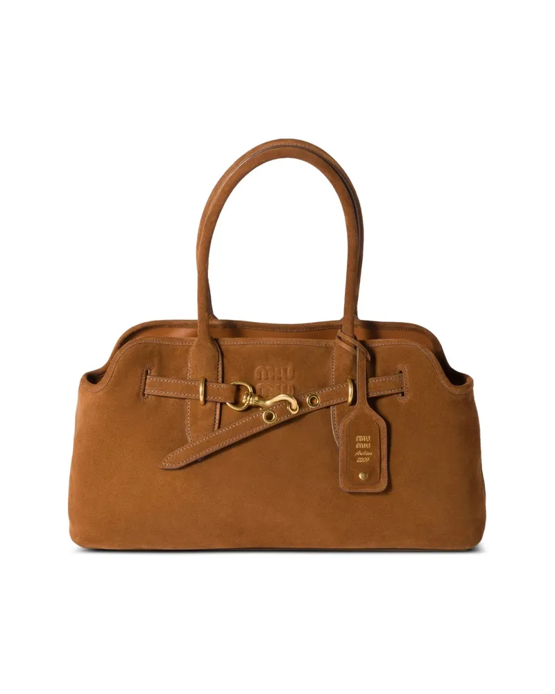 Miu Miu Aventure Suede Bag Brown