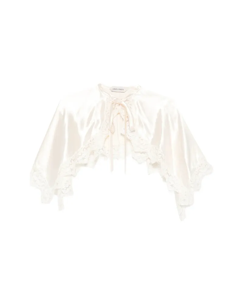 Alberta Ferretti Lace Tie Jacket Neutrals