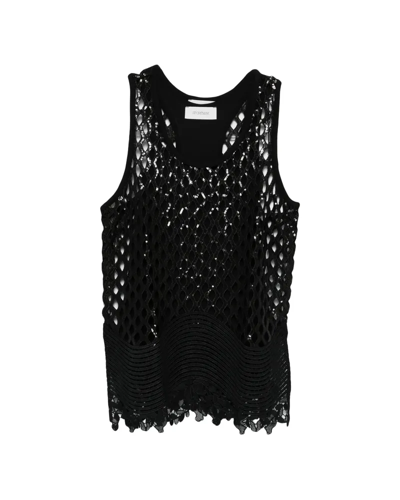 SPORTMAX Sequin-embellished Open-knit Top Black