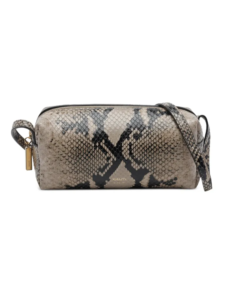 KHAITE Mini Kye Python-print Mini Shoulder Bag Brown