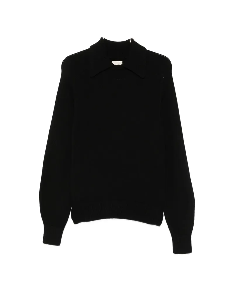 KHAITE Jackson Collared Raglan-sleeve Sweater Black