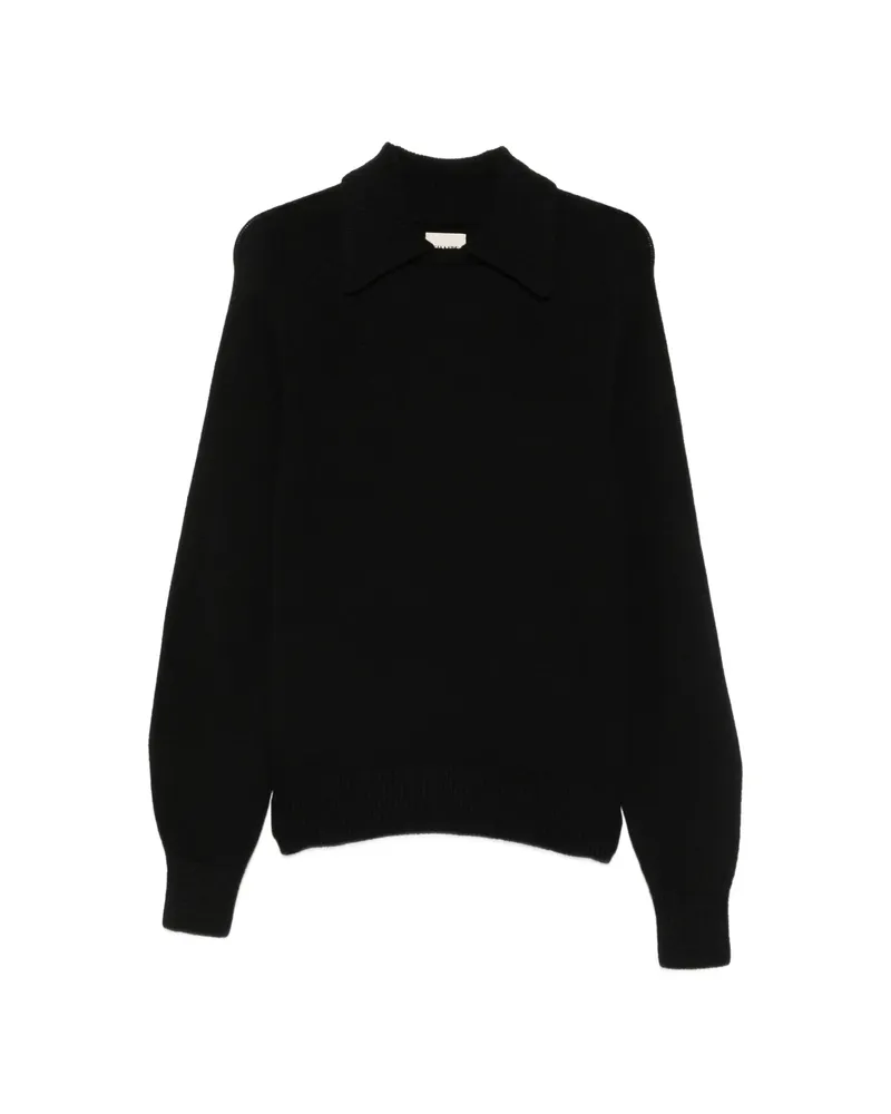 KHAITE Jackson Collared Raglan-sleeve Sweater Black