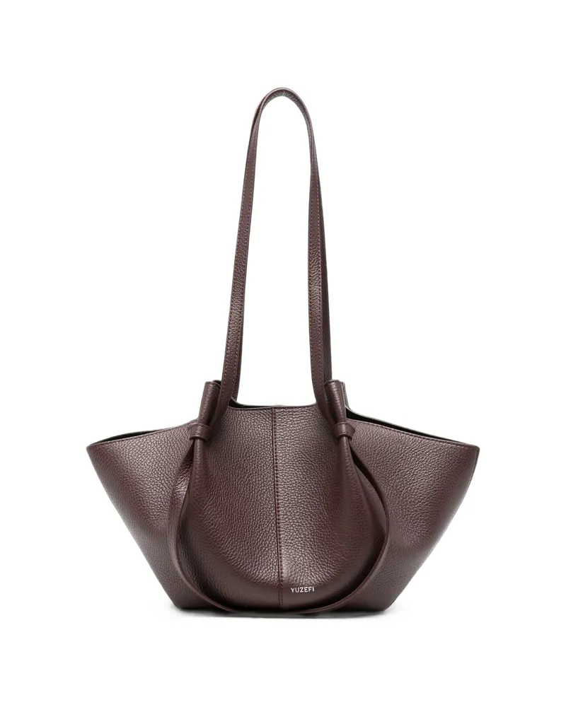 YUZEFI Mochi Grained Leather Tote Bag Brown