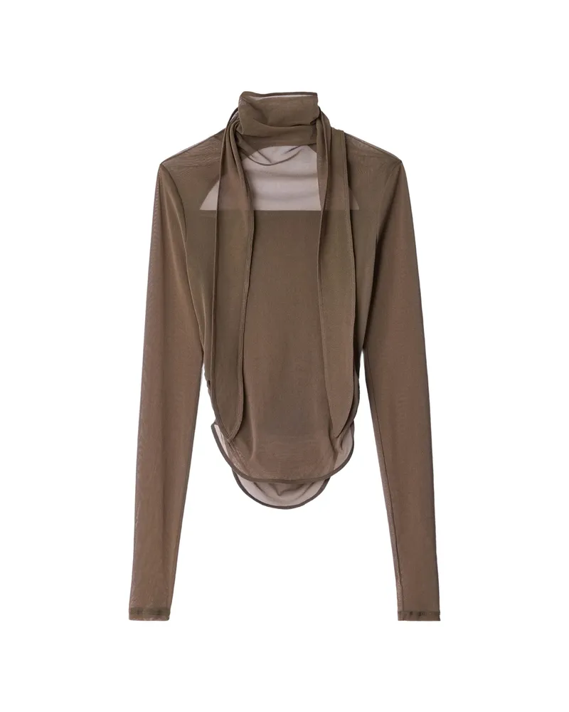 Christophe Lemaire BALLERINA SCARF TOP IN MESH JERSEY Brown