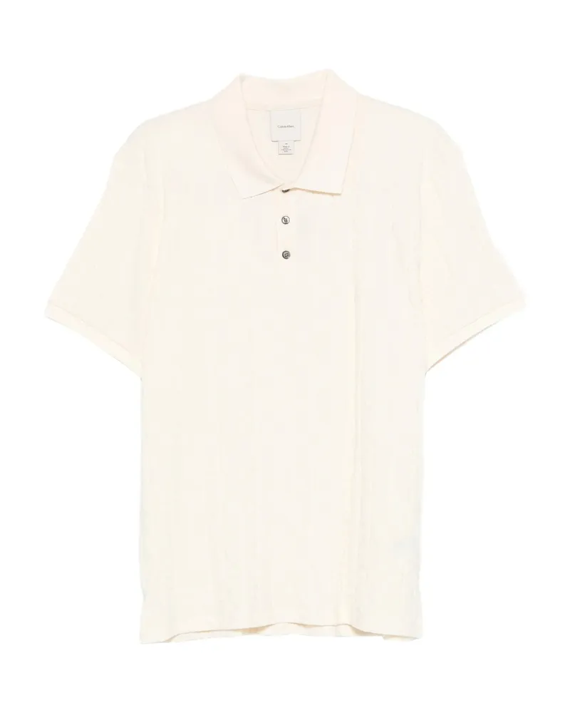 Calvin Klein Logo-jacquard Polo Shirt Neutrals