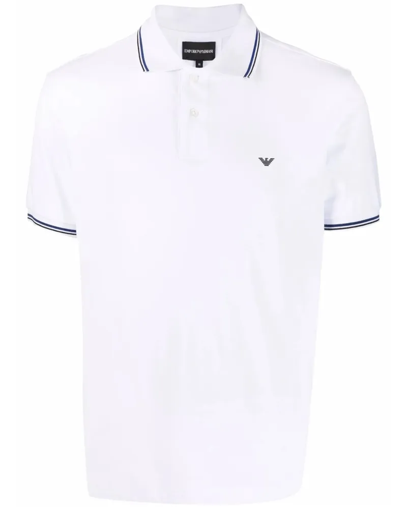 Emporio Armani Logo-print Cotton Polo Shirt White