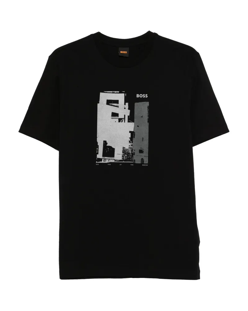 HUGO BOSS Graphic Print T-shirt Black