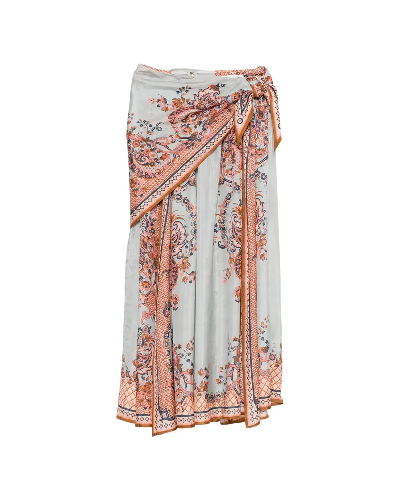 Zimmermann Aster Side-tie Midi Skirt Blue