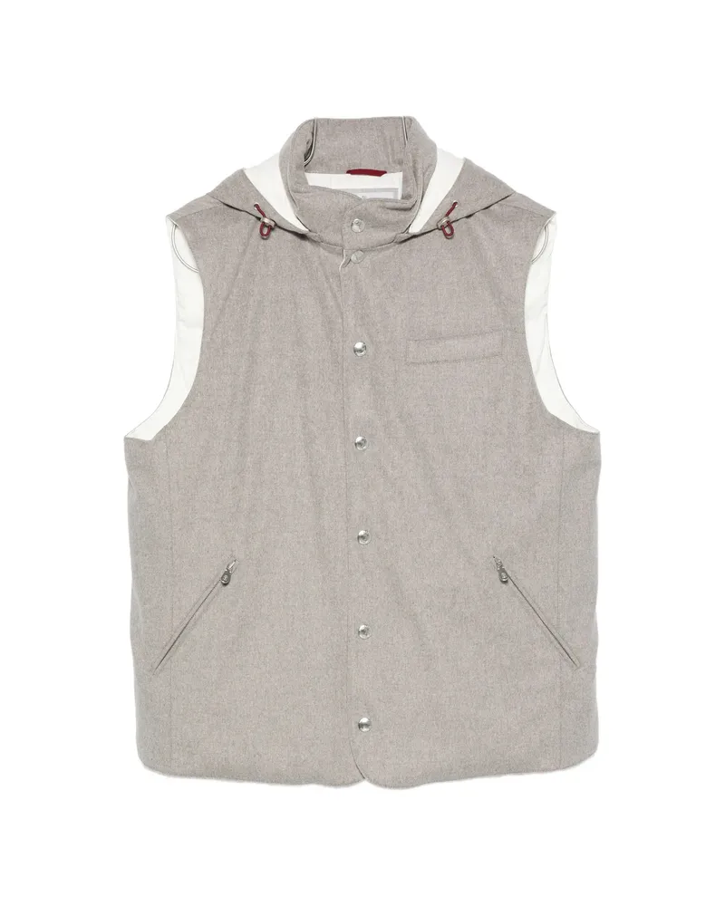 Brunello Cucinelli Hooded Press-stud Gilet Grey