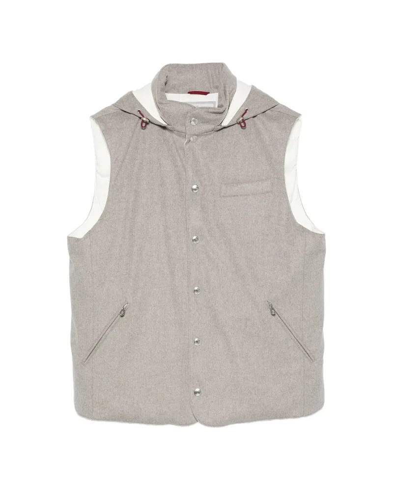 Brunello Cucinelli Hooded Press-stud Gilet Grey